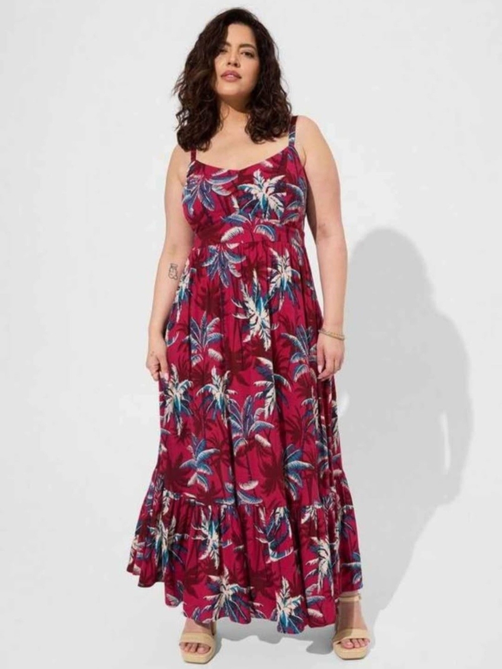 torrid Magenta Tropical Palm Print Maxi Dress